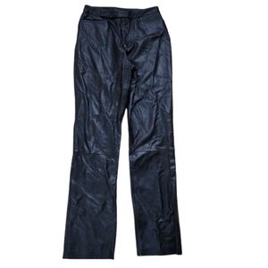 NWT Linda Allard Ellen Tracy 100% Leather Midnight Blue Pants Size 8